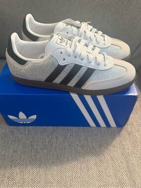 adidas Samba OG Crystal White & Black Classic Samba Sneakers
